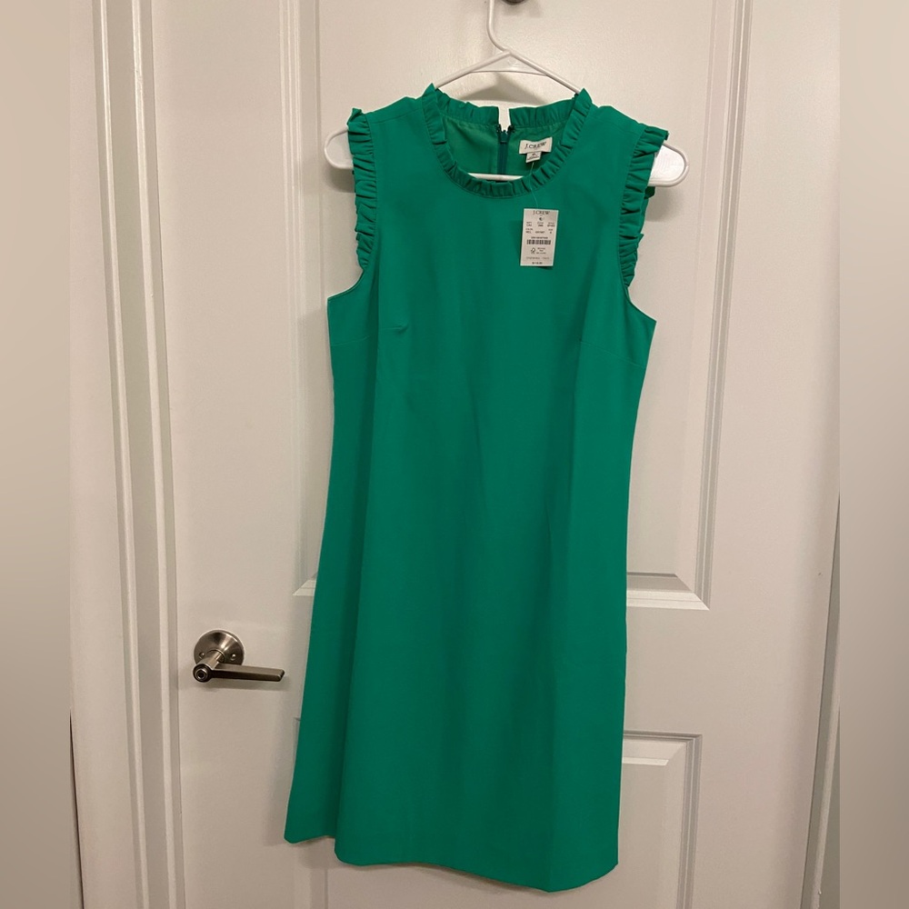 [6] J. Crew Green Ruffle Dress